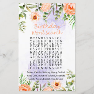 Papier Pastel Flowers Anniversaire Mot de recherche Jeu
