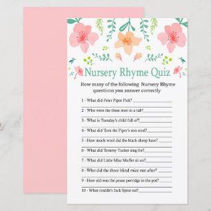 Papier Pastel flowers Nursery Rhyme Quiz jeu de baby show