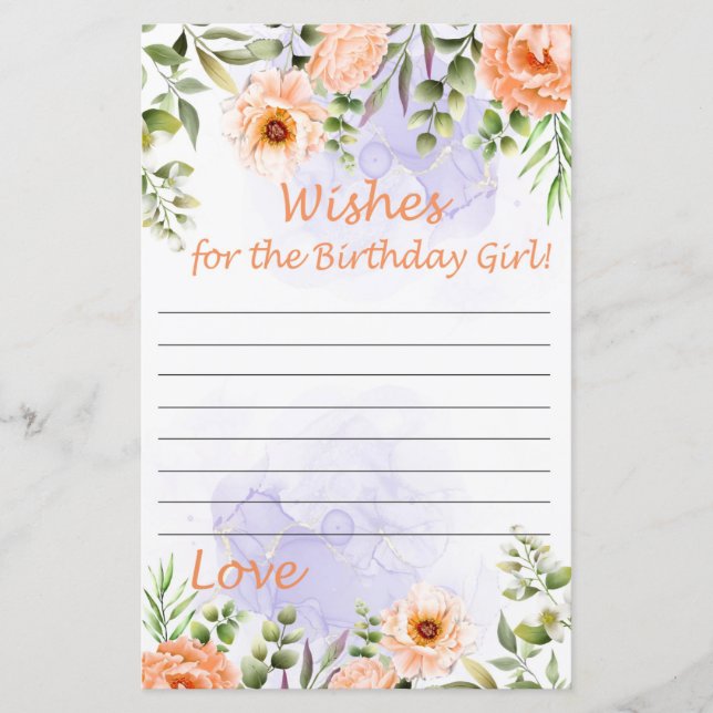 Papier Pastel Flowers Souhaite pour la fille d'anniversai (Devant)