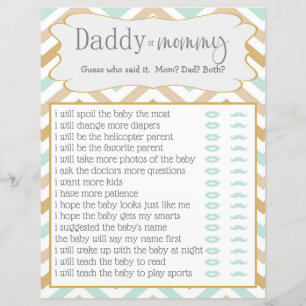 Papier Pastel Gold et Green Zig Zag Baby qui l'a dit