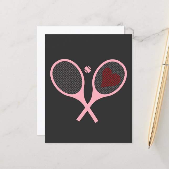 Papier Pastel Heart Tennis Lecteur Racquettes Ball Design (Devant/Arrière en situation)