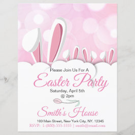 Papier Pastel Pink Bunny Pâques Oreilles Invitation