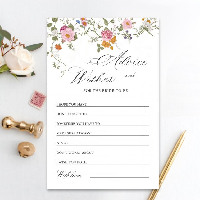 Papier Pastel Pink Floral Fleur sauvage Conseils & Voeux  (Créateur téléchargé)