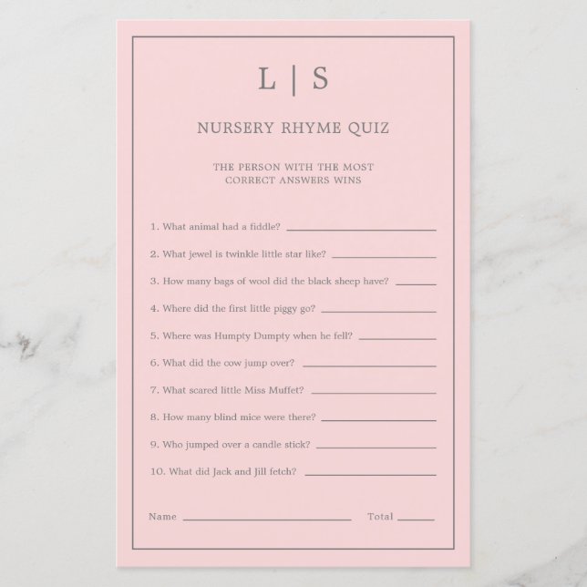 Papier Pastel Pink Nursery Jeu de Baby shower de jeu (Devant)