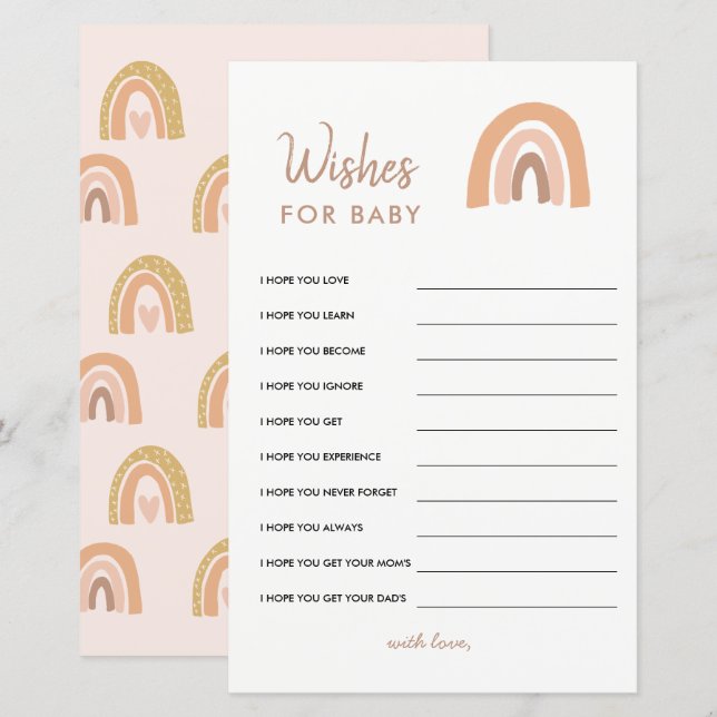 Papier Pastel Rainbow Baby showers Wis For Baby Card (Devant / Derrière)