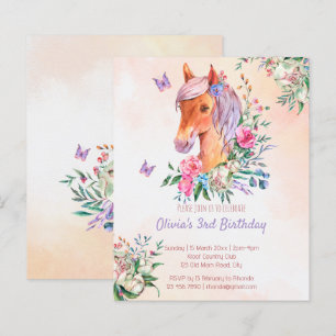 Papier Pastel rose bébé cheval budget anniversaire