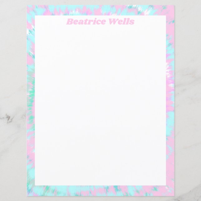 Papier Pastel Tie Dye Motif Pink Aqua Mint Green (Devant)