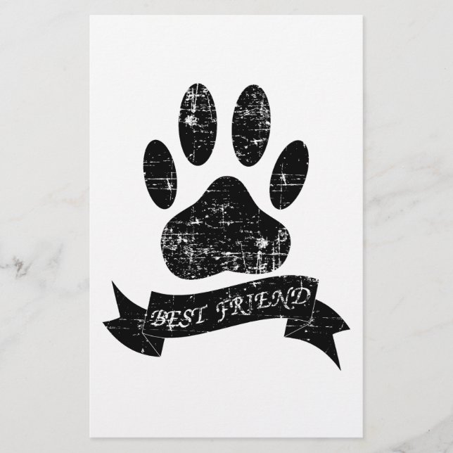 Papier Patte de chien en détresse avec ruban (Devant)