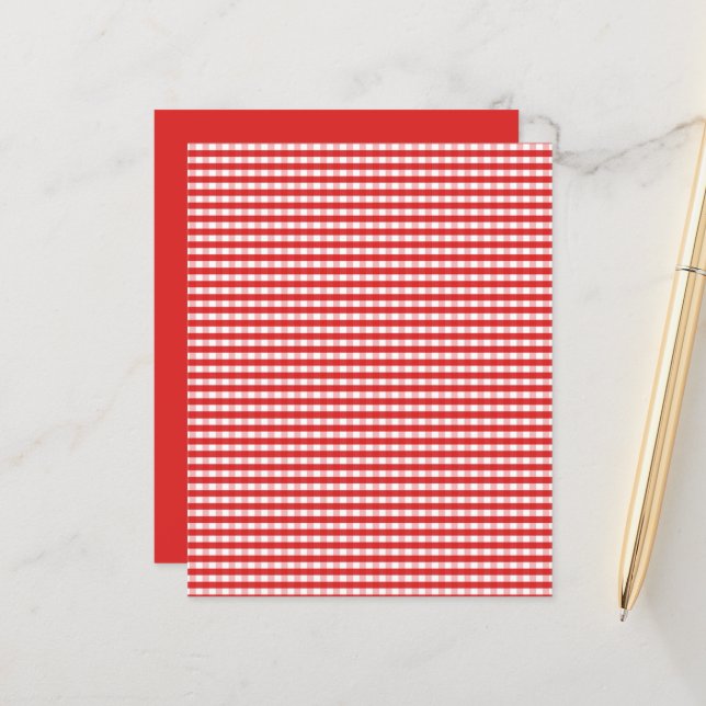 Papier Patters rouges Gingham (Devant/Arrière en situation)