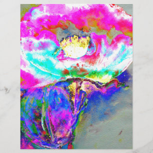 Papier Pavot rose, aquarelle peinture florale