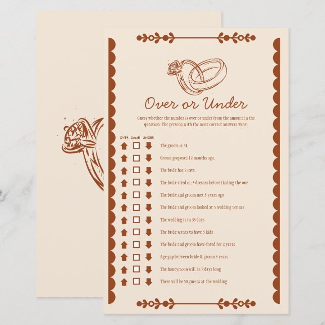 Papier Pays de l'Ouest au-dessus ou sous la mariée (Devant / Derrière)