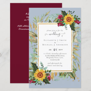 Papier Pays Tournesols Rustiques Bourgogne Mariage Rose