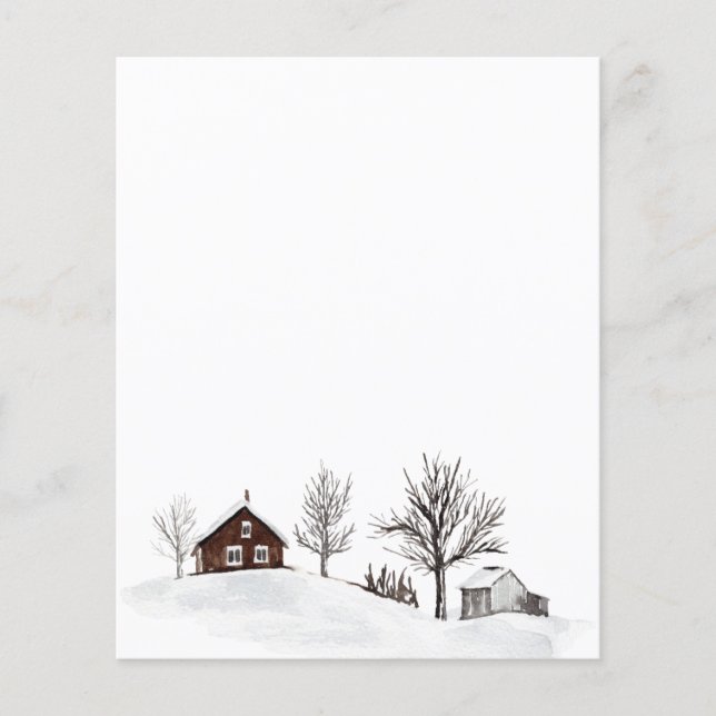 Papier Paysage de neige hivernal Cerf (Devant)