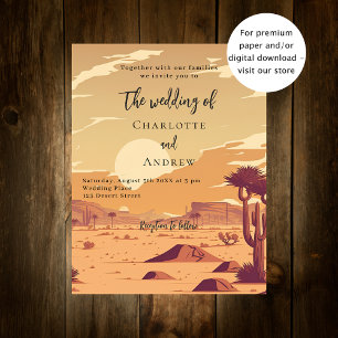 Papier Paysage désertique faire-part de mariage rétro bud