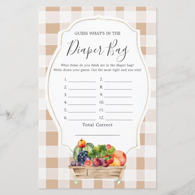 Papier Paysans Légume cultivés localement Whats in Diaper (Devant)