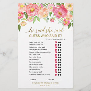 Papier Peach and Pink Peony "He Said She Said" Jeu