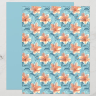 Papier Peach Hibiscus Floral Scrapbook Paper