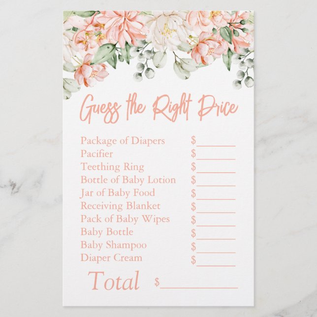 Papier Peach Ivory Baby shower Devine le bon prix (Devant)