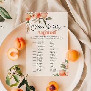 Papier Peach Nom du bébé animal baby shower jeu