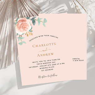 Papier Peach or rose QR RSVP budget faire-part de mariage