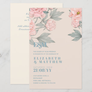 Papier Peach Peonies Sage Floral Budget Mariage