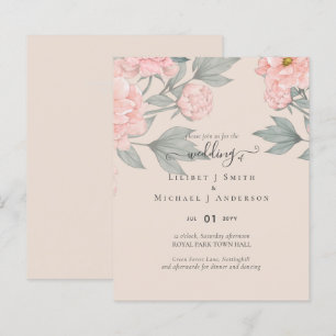 Papier Peach Peonies Sage Floral Budget Mariage