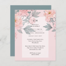 Peach PEONIES Sage Mariage Inviter Réception