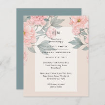 Peach PEONIES Sage Mariage Inviter Réception