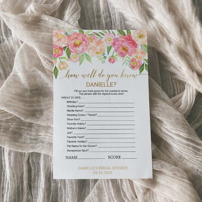 Papier Peach Pink "Comment Bien Connaissez-Vous La Mariée (Créateur téléchargé)