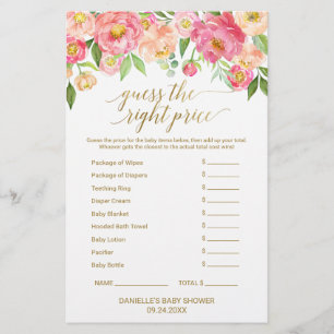 Papier Peach & Pink Peony Baby Word Scramble & Price Jeu