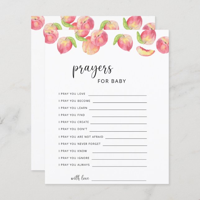 Papier PEACH - prières pour bébé (Devant / Derrière)