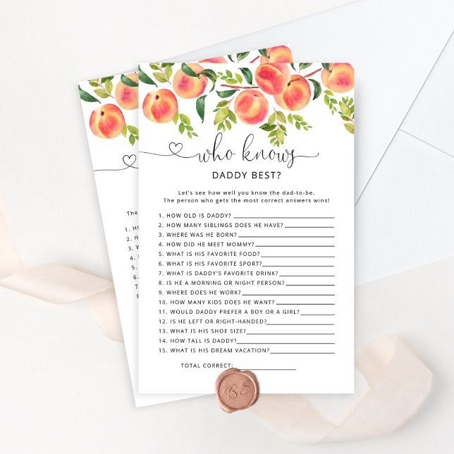 Papier Peach Qui connaît papa meilleur baby shower jeu (Créateur téléchargé)