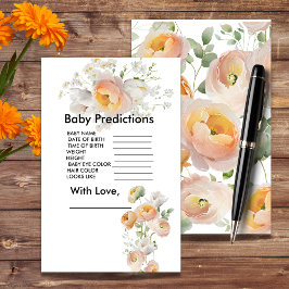 Papier Peach Tulip Blooms Baby shower Prédictions Jeu