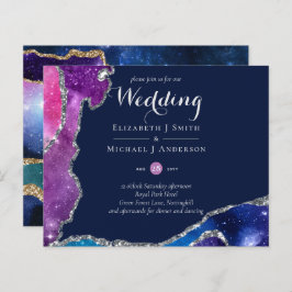 Papier Peacock Blue Rose Agate Mariage Inviter BUDGET