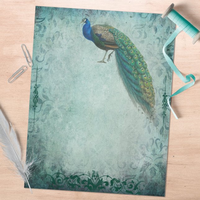 Papier Peacock Vert bleu vintage (Créateur téléchargé)