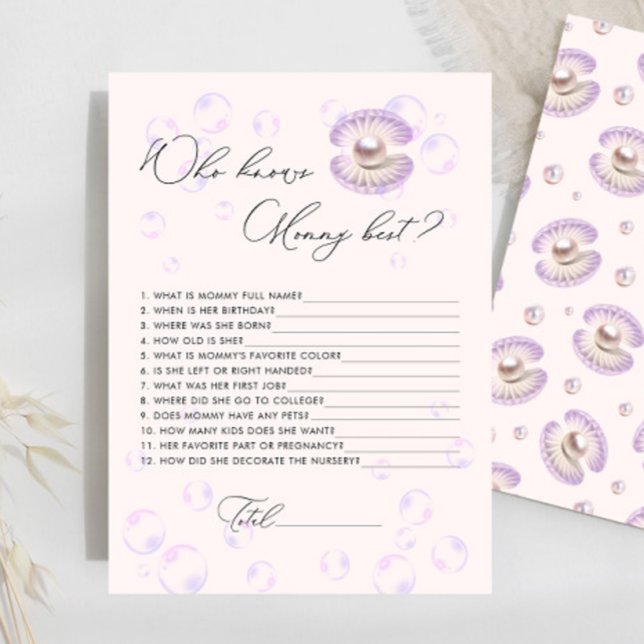 Papier Pearl Qui Connaît Maman Meilleur Baby shower Jeu (Créateur téléchargé)