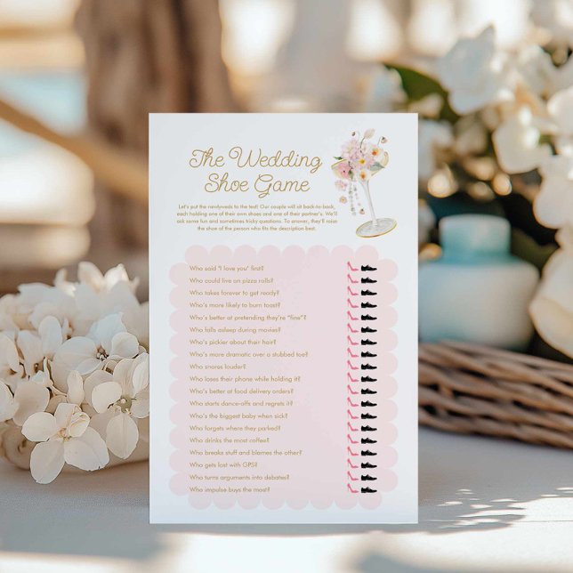 Papier Pearls et Prosecco Le jeu de chaussures Mariage (Pink Floral The Wedding Shoe Game)