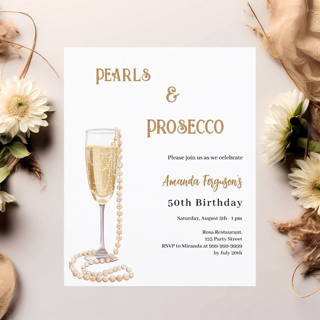 Papier Pearls Prosecco bulle invitation d'anniversaire (Créateur téléchargé)