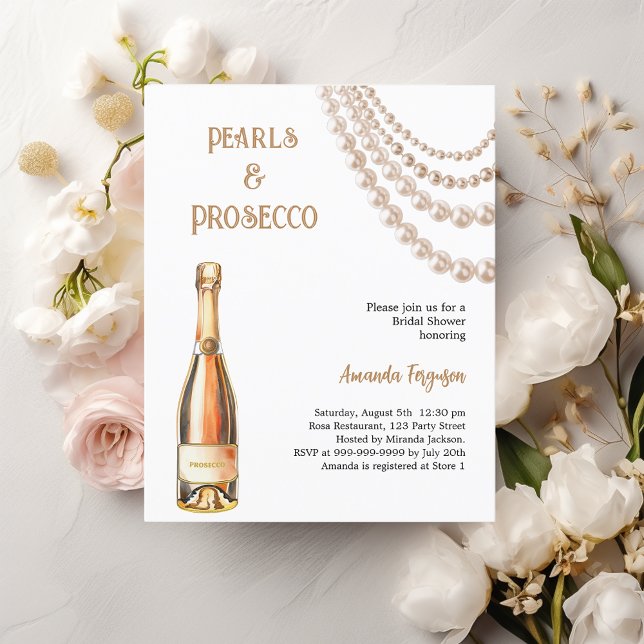 Papier Pearls Prosecco élégante de douche nuptiale invita (Créateur téléchargé)