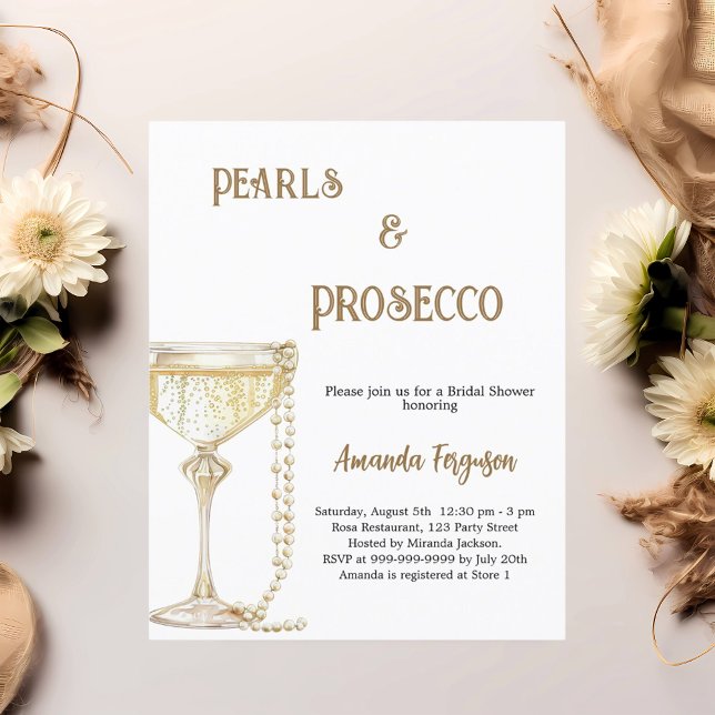Papier Pearls Prosecco élégante de douche nuptiale invita (Créateur téléchargé)