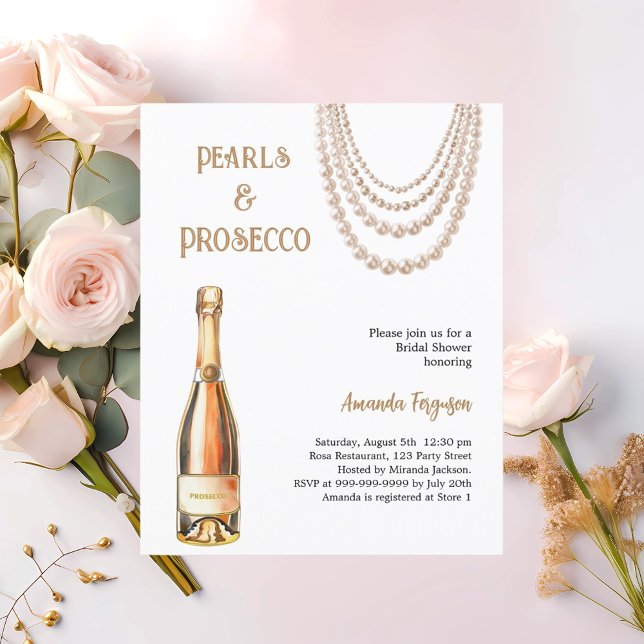Papier Pearls Prosecco Fête des mariées élégante (Créateur téléchargé)