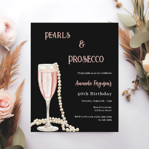 Papier Pearls Prosecco invitation d'anniversaire rose noi