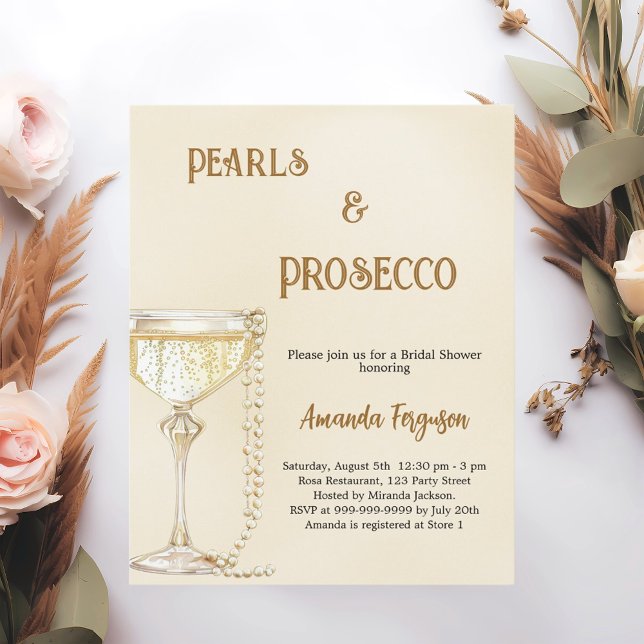 Papier Pearls Prosecco or nuptiale douche invitation (Créateur téléchargé)