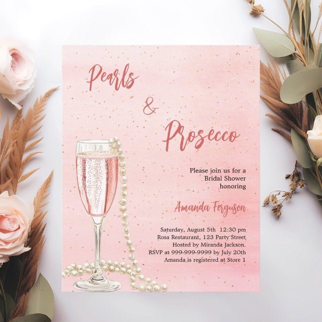 Papier Pearls Prosecco rose Bridal Douche invitation (Créateur téléchargé)