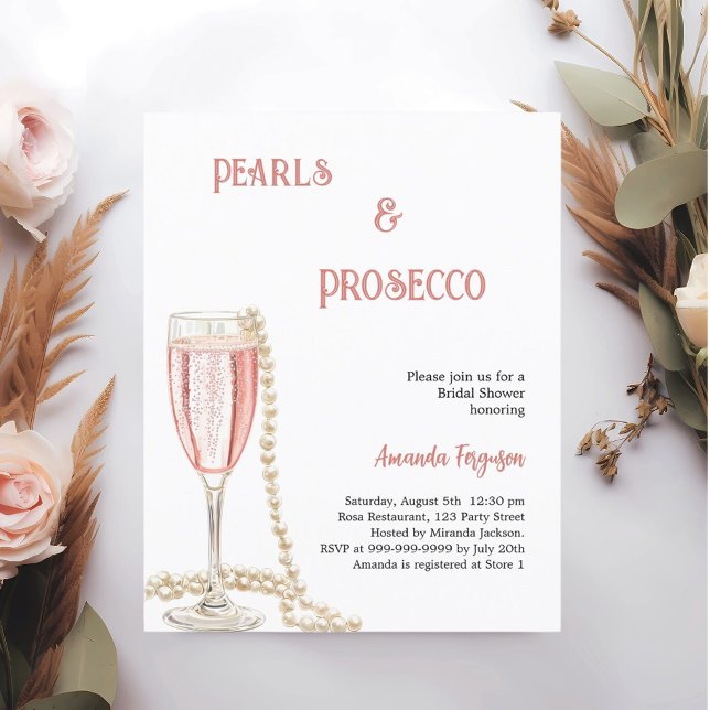 Papier Pearls Prosecco rose Bridal Douche invitation (Créateur téléchargé)