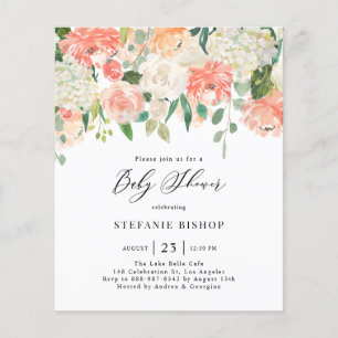 Papier Pêche à l'aquarelle et Baby shower aux fleurs d'iv