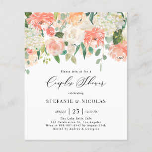 Papier Pêche et fleurs d'ivoire Couples Douche Invitation