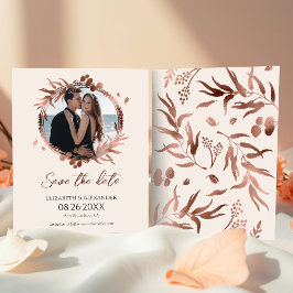 Papier Pêche légère Wreath Photo Enregistrer la date
