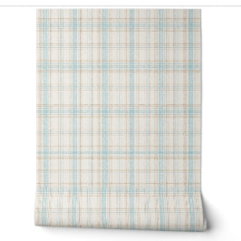 Papier Peint à Carreaux Bleu Clair et Beige