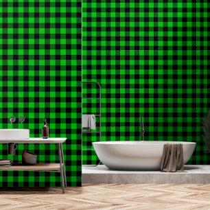 Papier peint à carreaux noir et vert